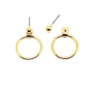 Earrings Ball with Circle Ear Jacket Gold